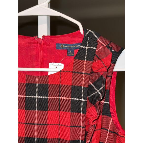 NWT Brooks Brothers Tartan Plaid Dress Size4 Red Sleeveless Holiday Preppy Dress - Picture 3 of 6